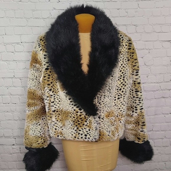 Donna Salyers' Jackets & Blazers - Donna Salyers' Faux Animal Print Fur Coat EUC